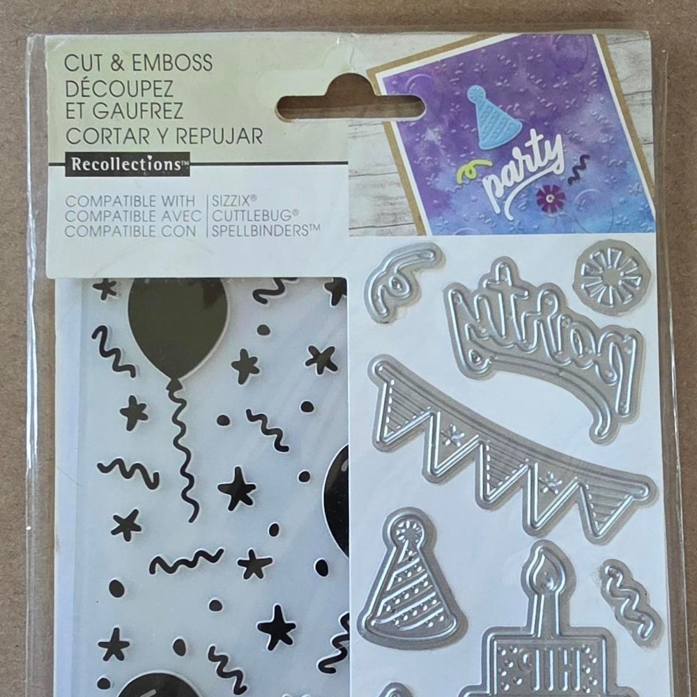 Recollections Birthday Party Cut & Emboss Set - Embossing Folder & Dies